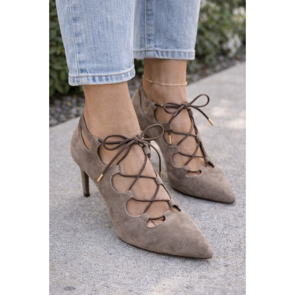 Barneys New York Suede Lace-Up Heels Made in Italy Size 38 (US 7)